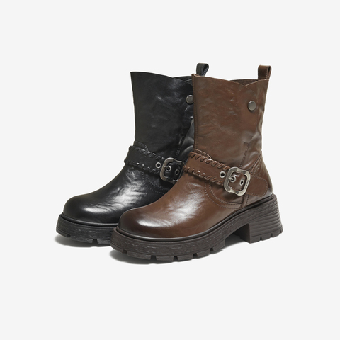 TATA/他她2025冬百搭通勤时装靴女休闲中靴新款UWQ01DZ5