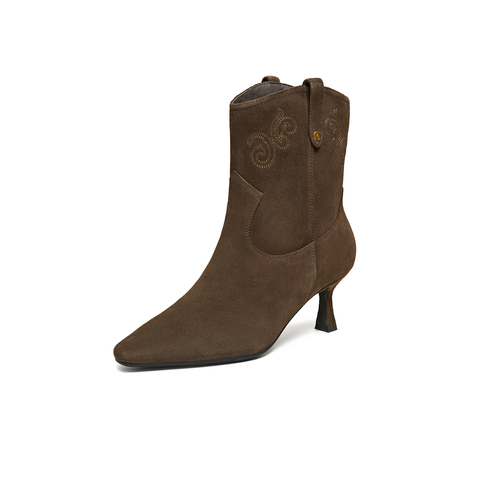 TATA/他她2025冬商场同款百搭时装靴女休闲短靴新款UVV01DZ5