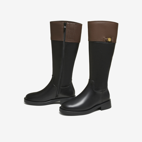 TATA/他她2025冬百搭时尚简约女骑士靴新款7TGC1DG5