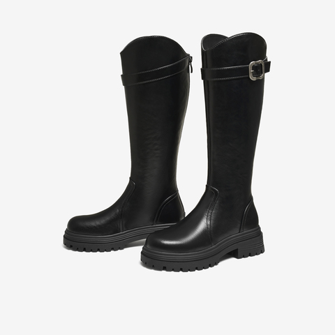 TATA/他她2025冬时尚百搭通勤女骑士靴新款7D283DG5