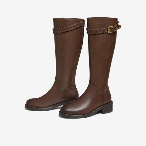 TATA/他她2025冬百搭时尚简约女骑士靴新款7J680DG5