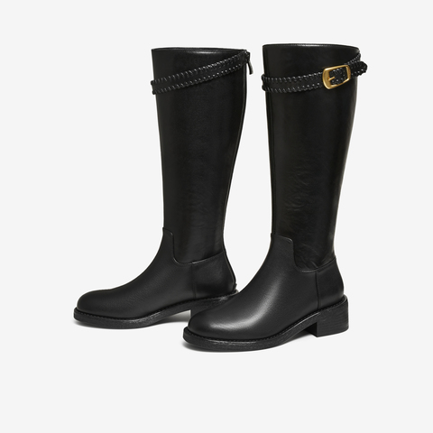 TATA/他她2025冬百搭时尚简约女骑士靴新款7J680DG5