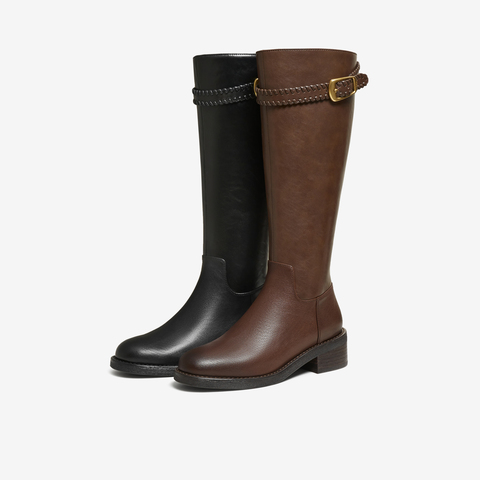 TATA/他她2025冬百搭时尚简约女骑士靴新款7J680DG5