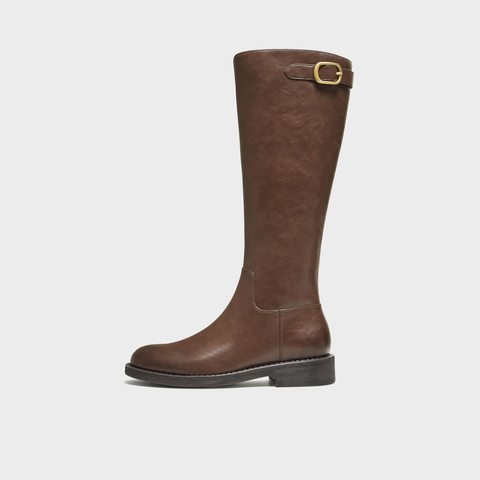 TATA/他她2025冬商场同款百搭时尚简约女骑士靴新款7TGA8DG5