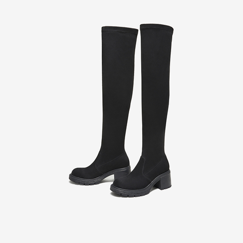 TATA/他她2025冬时尚休闲女靴百搭弹力靴新款XWX02DC5