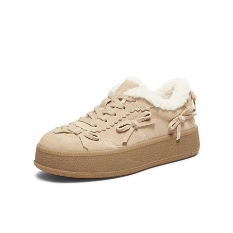 TATA/他她2025冬百搭时尚简约女板鞋薄绒新款