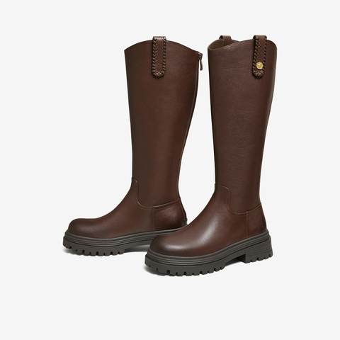 TATA/他她2025冬百搭时尚简约女骑士靴新款7D284DG5