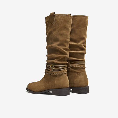 TATA/他她2025冬百搭通勤时装靴女休闲长靴新款