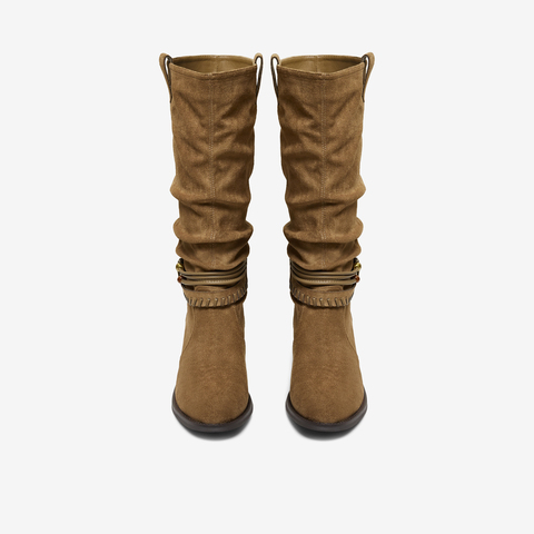 TATA/他她2025冬百搭通勤时装靴女休闲长靴新款