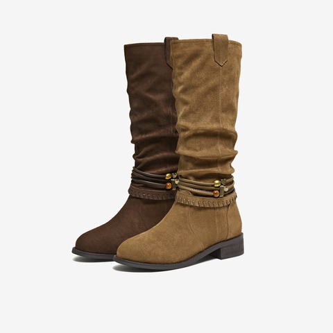 TATA/他她2025冬百搭通勤时装靴女休闲长靴新款