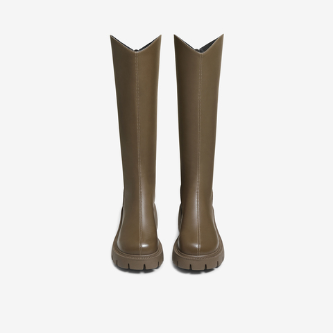 TATA/他她2025冬商场同款百搭时尚简约女骑士靴新款CAF01DG5