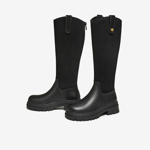TATA/他她2025冬百搭时尚简约女骑士靴新款7D284DG5