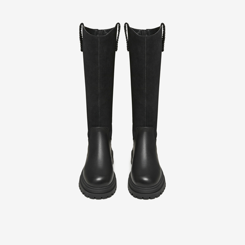 TATA/他她2025冬百搭时尚简约女骑士靴新款7D284DG5