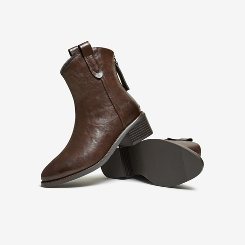 TATA/他她2025冬商场同款复古女时尚休闲西部靴新款UVF01DZ5