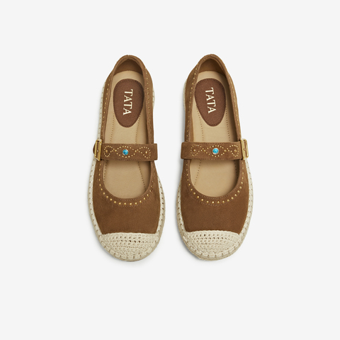 TATA/他她2025秋时尚简约休闲圆头女渔夫鞋新款7E305CQ5