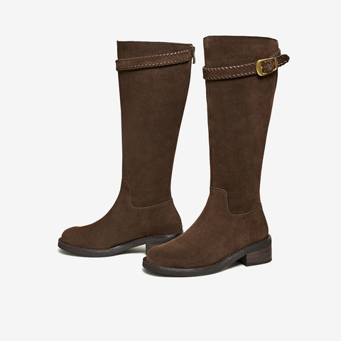 TATA/他她2025冬百搭时尚简约女骑士靴新款7J680DG5