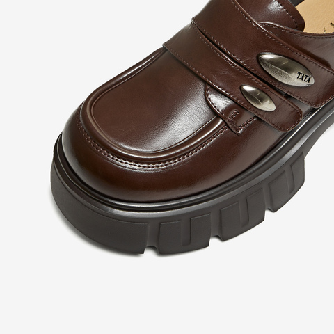 TATA/他她2026春商场同款时尚简约休闲圆头女乐福鞋新款CHY08AM6