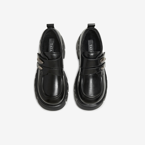 TATA/他她2026春商场同款时尚简约休闲圆头女乐福鞋新款CHY08AM6