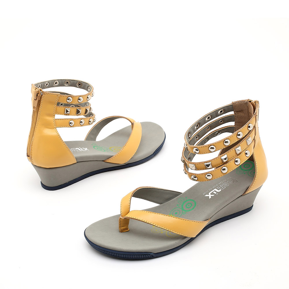 teenmix/天美意夏季黄色水染羊皮女鞋1022-5