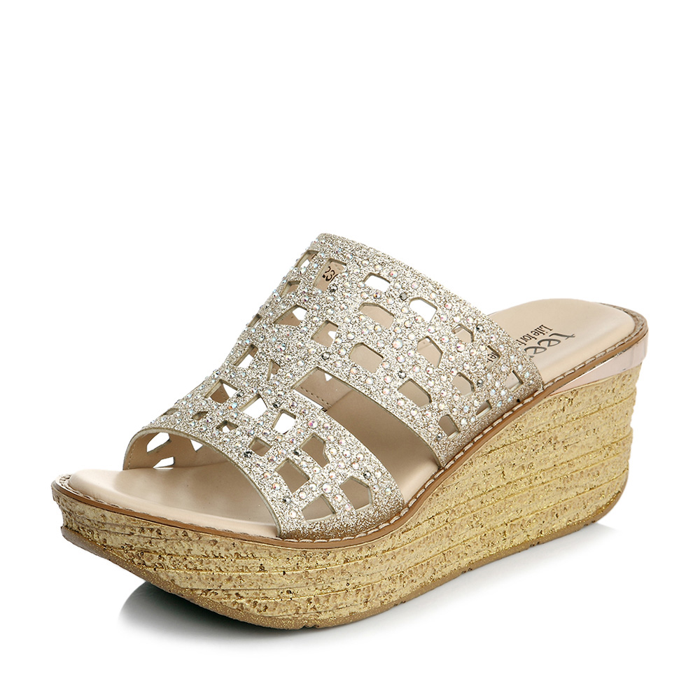 teenmix/天美意2015夏季时尚闪钻坡跟女凉鞋6yf05bt5