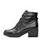 Teenmix/天美意冬专柜同款黑色牛皮简约粗跟女短靴AP981DD7