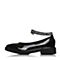 Teenmix/天美意春专柜同款黑色漆皮字母方跟玛丽珍鞋女单鞋6U107AQ8
