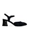 Teenmix/天美意春专柜同款黑色羊绒皮通勤风粗跟女凉鞋CDF34AH8