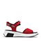 Teenmix/天美意夏专柜同款红色移膜二层牛皮革时尚字母厚底休闲风女凉鞋CDP01BL8