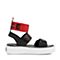 Teenmix/天美意夏季专柜同款黑/红色移膜二层牛皮革舒适平跟女皮凉靴CAQ30BB8