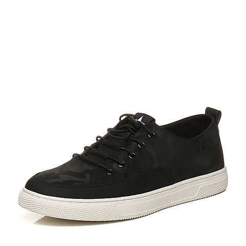 Teenmix/天美意夏专柜同款黑色迷彩图案平跟男休闲鞋2HS01BM8