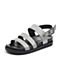 Teenmix/天美意夏专柜同款银灰色多条带厚底平跟女凉鞋CDC04BL8