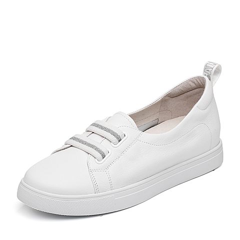 Teenmix/天美意春专柜同款白色牛皮革女休闲鞋6W701AQ8