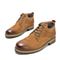 Teenmix/天美意冬商场同款棕色磨砂牛皮革方跟男休闲靴CAB01DD8