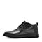 Teenmix/天美意冬商场同款黑色软面牛皮革褶皱舒适平跟男低靴BMT05DD8