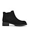 Teenmix/天美意冬商场同款黑色牛剖层皮革方跟切尔西靴女短靴AS381DD8