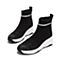 Teenmix/天美意冬商场同款黑色纺织品厚底袜靴女休闲靴AS931DD8