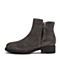 Teenmix/天美意冬商场同款深灰色牛剖层革舒适方跟女短靴(绒里)AT031DD8