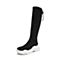 Teenmix/天美意冬商场同款黑色纺织品厚底高筒休闲靴女长靴AT051DG8