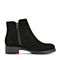 Teenmix/天美意冬商场同款黑色牛剖层革舒适方跟女短靴AT031DD8