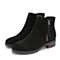 Teenmix/天美意冬商场同款黑色牛剖层革舒适方跟女短靴AT031DD8