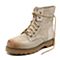 Teenmix/天美意冬商场同款米白色牛剖层皮革休闲风方跟马丁靴女短靴AT131DD8