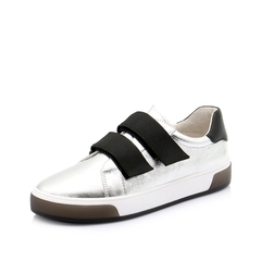Teenmix/天美意2019春商场同款银色平跟山羊皮革女皮鞋CIT20AM9