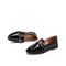 Teenmix/天美意春新款商场同款黑色金属装饰漆皮牛皮革女皮鞋穆勒鞋单鞋CFN10AQ9