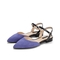 Teenmix/天美意夏新款商场同款兰紫色尖头羊绒皮革女皮凉鞋CB538BK9