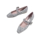 Teenmix/天美意春新款商场同款银灰色尖头闪钻亮片布女鞋单鞋CHP01AQ9