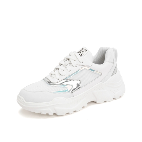 Teenmix/天美意春新款商场同款白色韩版运动老爹鞋牛皮革/布女休闲鞋CG323AM9