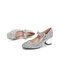 Teenmix/天美意春新款商场同款银色水钻扣亮片布女高跟鞋CHT03AQ9