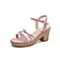 Teenmix/天美意夏新款商场同款粉色高跟女皮凉鞋6YB26BL9