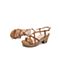 Teenmix/天美意夏新款商场同款棕色编织高跟女皮凉鞋6YB29BL9