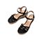 Teenmix/天美意夏新款商场同款黑色坡跟高跟女皮凉鞋CC410BL9